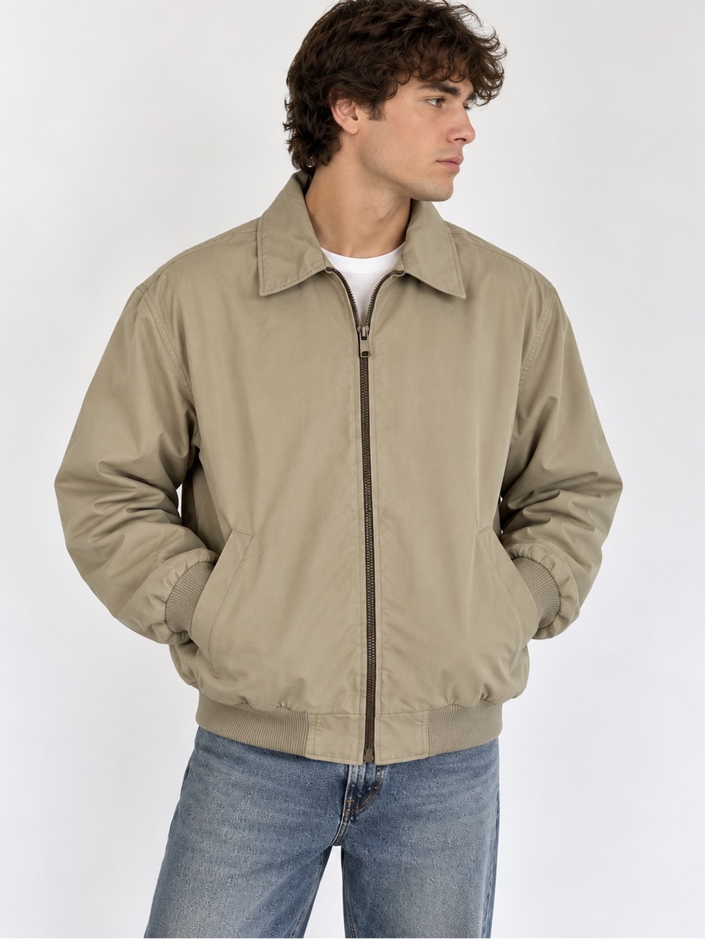 St John’s Bay Beige Bomber Harrington Jacket Men’s M
